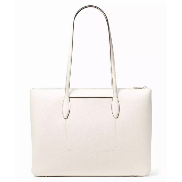 New Kate Spade All Day Large Zip-Top Tote Crossgrain Leather Parchment - Picture 5 of 5